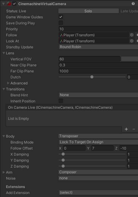 Cinemachine-attribuutit